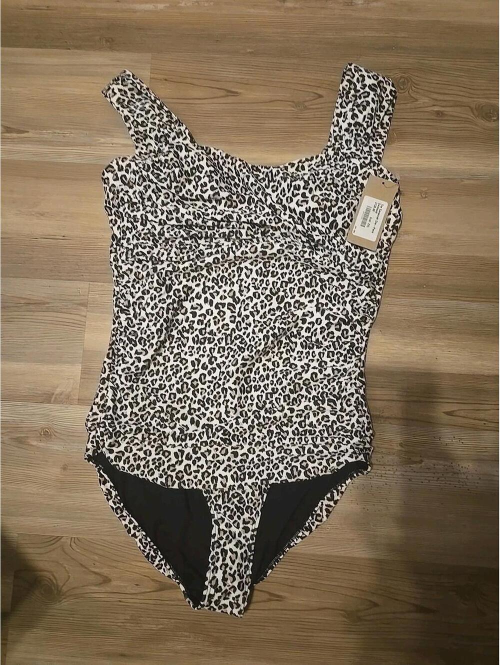 Albion Leopard Print One-Piece Swimsuit in Black and White